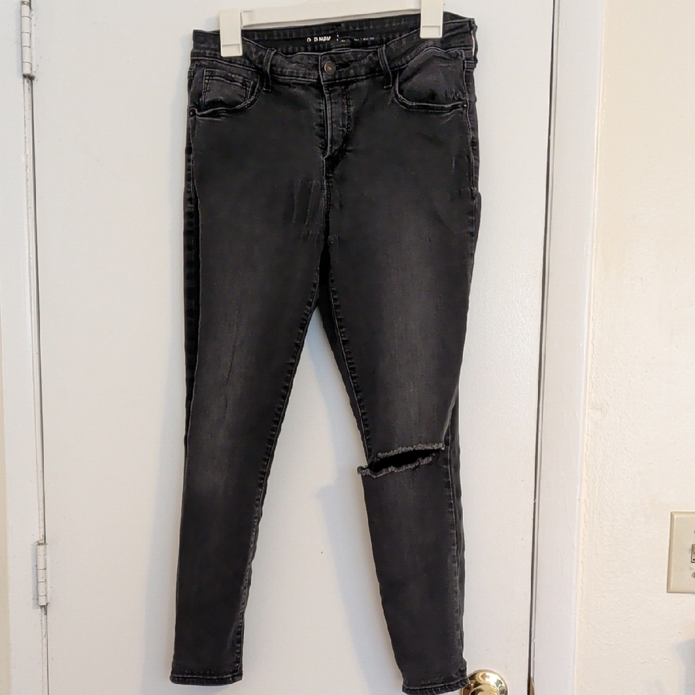 Old Navy Charcoal Distressed Skinny Jeans